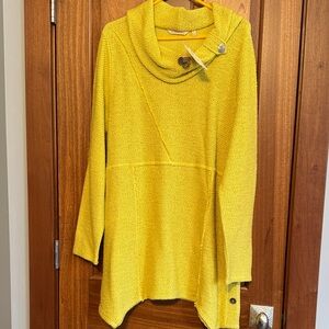 Soft Surroundings Vibrant Yellow Cowl Neck Sweater
